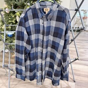 The Foundry Supply Co. Navy and Charcoal Plaid Shirt